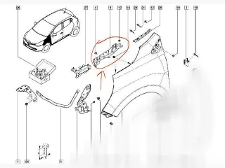 P770052T Кронштейн крепления крыла переднего левого Renault Clio 4 Арт 118836223, вид 2