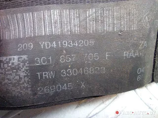 3C1857705F,33046823 Ремень безопасности передний левый Volkswagen Passat B6 Арт A29183, вид 4