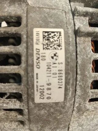 12318680374, 8680374, 12315A157A7, 5A157A7, 12318627125, 8627125, 12318634124, 8634124, 12318670568, 8670568, 12318740305, 8740305 Генератор MINI Cooper F56,F55 Арт 98005944, вид 3