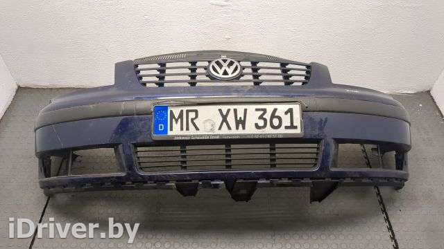 Бампер передний Volkswagen Sharan 1 restailing 2003г.  - Фото 1